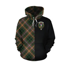 Buchanan Hunting Tartan Hoodie Half of Me - Cross Style