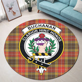 Buchanan Old Set Weathered Tartan Crest Round Rug