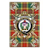 Buchanan Old Sett Tartan Crest Black Garden Flag - Gold Thistle Style