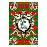 Burnett Ancient Tartan Crest Black Garden Flag - Gold Thistle Style