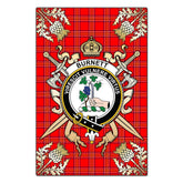 Burnett Modern Tartan Crest Black Garden Flag - Gold Thistle Style