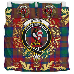 Byres (Byses) Tartan Crest Bedding Set - Golden Thistle Style