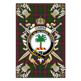 Cairns Tartan Crest Black Garden Flag - Gold Thistle Style