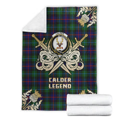 Calder Modern Tartan Gold Courage Symbol Blanket