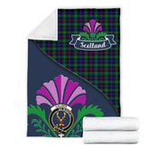 Calder Tartan Crest Premium Blanket - Thistle Style