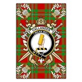 Callander Modern Tartan Crest Black Garden Flag - Gold Thistle Style