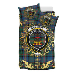 Cameron of Erracht Ancient Tartan Crest Bedding Set - Golden Thistle Style