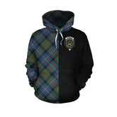 Cameron of Erracht Ancient Tartan Hoodie Half of Me - Cross Style
