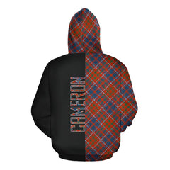 Cameron of Lochiel Ancient Tartan Hoodie Half of Me - Cross Style