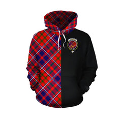 Cameron of Lochiel Modern Tartan Hoodie Half of Me - Cross Style