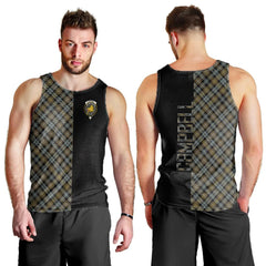 Campbell Argyll Weathered Tartan Crest Men's Tank Top - Cross Style
