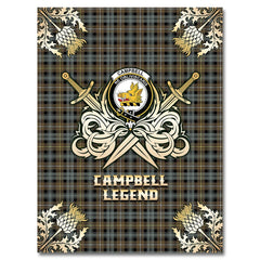 Campbell Argyll Weathered Tartan Gold Courage Symbol Blanket