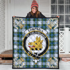 Campbell Dress Tartan Crest Premium Quilt - Gold Thistle Style