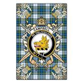 Campbell Dress Ancient Tartan Crest Black Garden Flag - Gold Thistle Style