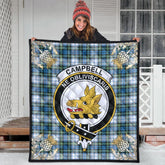 Campbell Dress Ancient Tartan Crest Premium Quilt - Gold Thistle Style