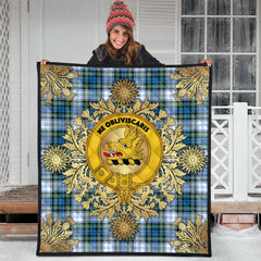Campbell Dress Ancient Tartan Crest Premium Quilt - Gold Thistle Style