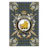 Campbell Faded Tartan Crest Black Garden Flag - Gold Thistle Style