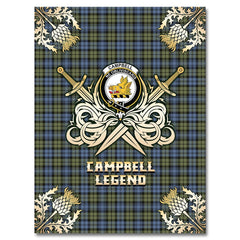 Campbell Faded Tartan Gold Courage Symbol Blanket