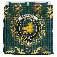Campbell of Argyll (no guards) Tartan Crest Bedding Set - Golden Thistle Style