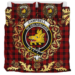 Campbell of Armaddie Tartan Crest Bedding Set - Golden Thistle Style