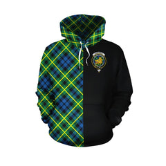 Campbell of Breadalbane Ancient Tartan Hoodie Half of Me - Cross Style
