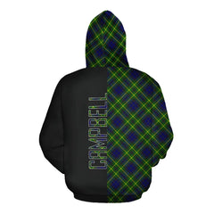 Campbell of Breadalbane Modern Tartan Hoodie Half of Me - Cross Style