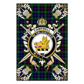 Campbell of Cawdor Modern Tartan Crest Black Garden Flag - Gold Thistle Style