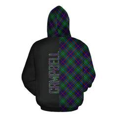 Campbell of Cawdor Modern Tartan Hoodie Half of Me - Cross Style