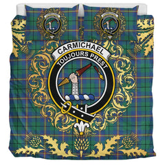 Carmichael Ancient Tartan Crest Bedding Set - Golden Thistle Style