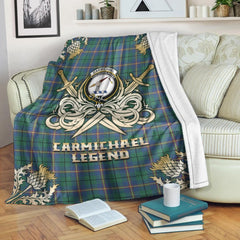 Carmichael Ancient Tartan Gold Courage Symbol Blanket