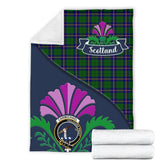 Carmichael Tartan Crest Premium Blanket - Thistle Style