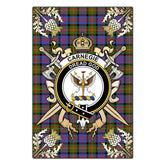 Carnegie Ancient Tartan Crest Black Garden Flag - Gold Thistle Style