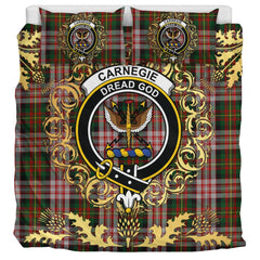 Carnegie Dress Tartan Crest Bedding Set - Golden Thistle Style