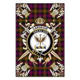 Carnegie Modern Tartan Crest Black Garden Flag - Gold Thistle Style