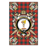 Chisholm Ancient Tartan Crest Black Garden Flag - Gold Thistle Style