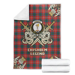 Chisholm Ancient Tartan Gold Courage Symbol Blanket