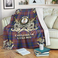 Chisholm Hunting Modern Tartan Gold Courage Symbol Blanket