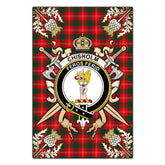 Chisholm Modern Tartan Crest Black Garden Flag - Gold Thistle Style