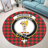Chisholm Modern Tartan Crest Round Rug