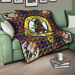 Christie Tartan Crest Premium Quilt - Gold Thistle Style