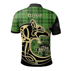 Clephan Tartan Polo Shirt Viking Wolf