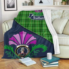 Clephane (or Clephan) Tartan Crest Premium Blanket - Thistle Style