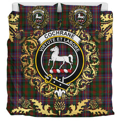 Cochrane 02 Tartan Crest Bedding Set - Golden Thistle Style
