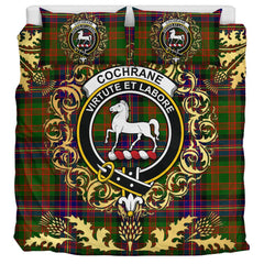 Cochrane Modern Tartan Crest Bedding Set - Golden Thistle Style