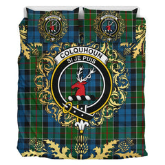 Colquhoun 02 Tartan Crest Bedding Set - Golden Thistle Style