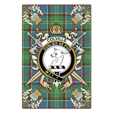 Colville Tartan Crest Black Garden Flag - Gold Thistle Style