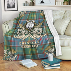 Colville Tartan Gold Courage Symbol Blanket