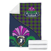 Colville Tartan Crest Premium Blanket - Thistle Style