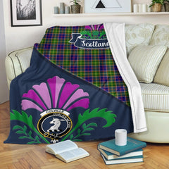Colville Tartan Crest Premium Blanket - Thistle Style