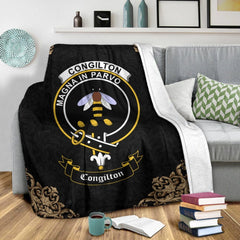 Congilton Crest Tartan Premium Blanket Black